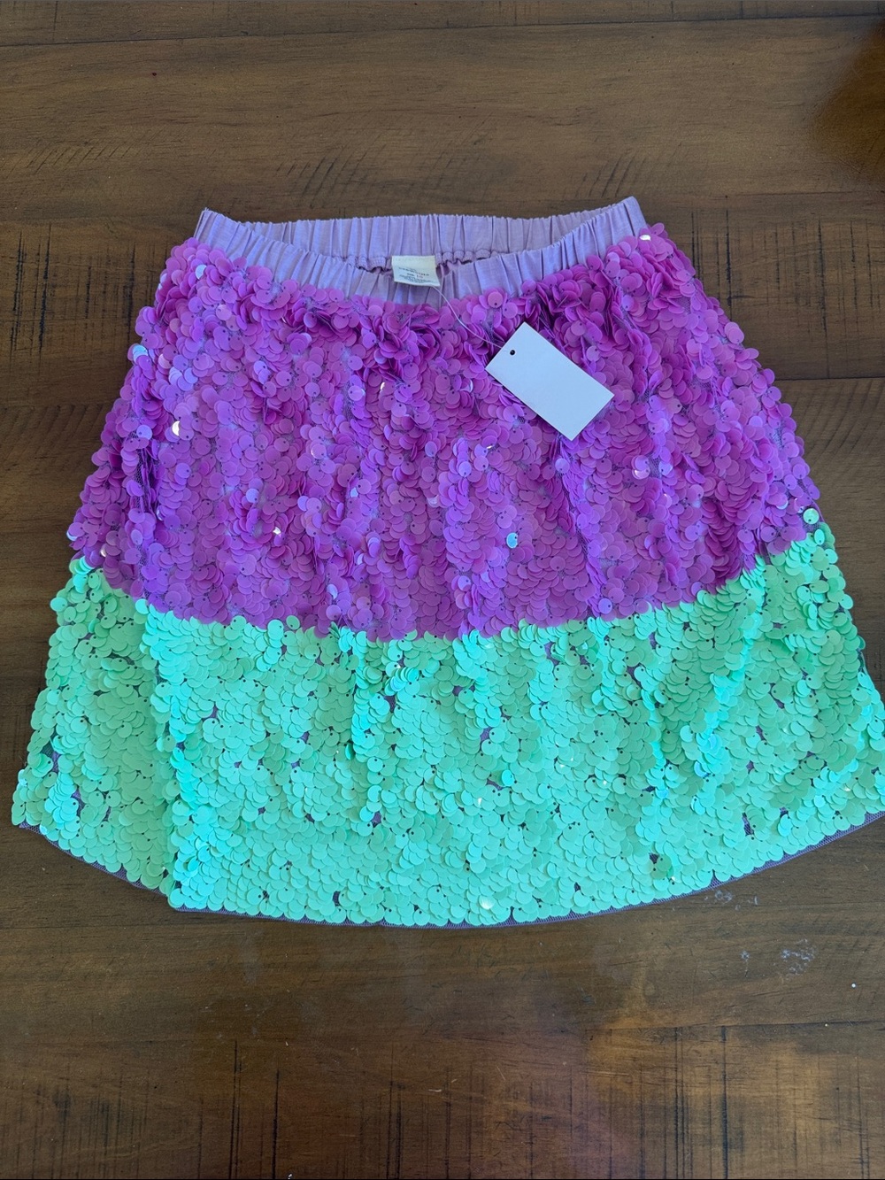 Crewcuts Pink and Mint Sequin Tiered Mini Skirt